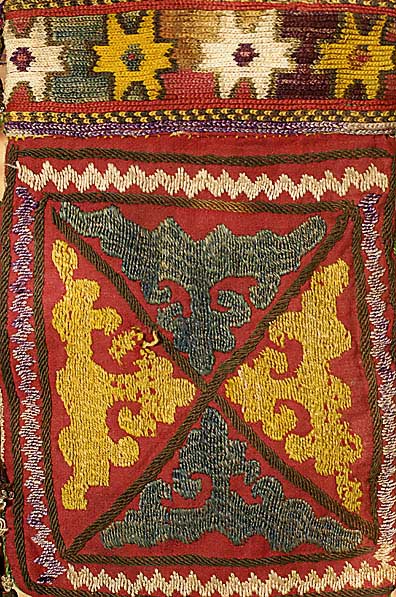 GÜrteltasche, Turkmenistan, um 1900, Kattun mit Seidenstickerei, ca. 20 x 12 cm, SchÄtzwert: 850.- EURO