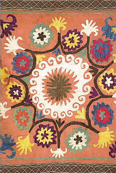 Wandschmuck, Buchara, ca. 60 Jahre, Baumwolle mit Seidenstickere, ca. 53 x 50 cm, SchÄtzwert: 650.- EURO, EHZ: 2