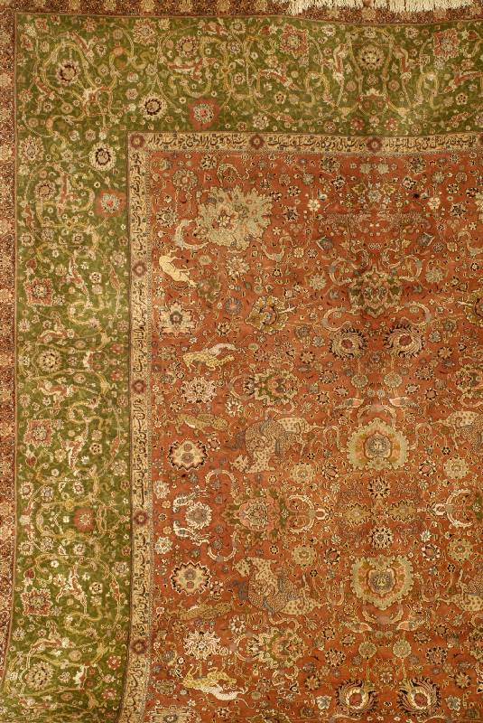 TÄbriz, Indien, ca. 30 Jahre, Korkwolle mit Seide, ca. 420 x 300 cm, SchÄtzwert: 5500.- EURO, ca. 600.000 Kn/qm, EHZ: 2