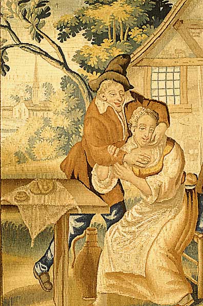 Gobelin, flÄmisch, um 1650, Wolle mit Seide, ca. 78 x 44 cm, SchÄtzwert: 2200.- EURO, EHZ: 3-4