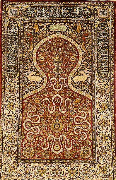 Ägypten, um 1920, reine Naturseide, ca. 169 x 109 cm, SchÄtzwert: 3500.- EURO, EHZ: 2, gold u.silberbroschiert
