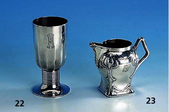 MilchkÄnnchen, deutsch Koch & Bergfeld um 1900 , reiner Jugendstil, 800er Silber, bez. F.B. Zimmermann, reiner vegetabiler Jugend- stil, elegante ...
