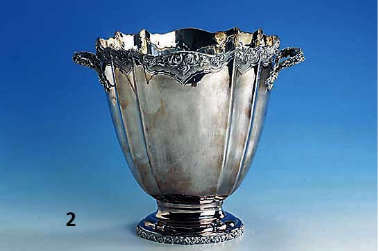 SektkÜhler/Blumenvase, Italien, 60er Jahre, 800er Silber, Barockstil, floral verziert, H ca. 27 cm, ca. 1700 g