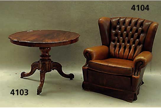 Tisch, deutsch, um 1860, Platte Mahagoni massiv, SÄule balusterfÖrmig, leichte Ge- brauchsspuren, H. ca. 71 cm, D. ca. 99 cm