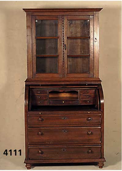 AufsatzsekretÄr, Westfalen, um 1860, Eiche massiv, 3-schÜbig, original BeschlÄge, Ober- teil original Verglasung, praktisches Schreib- mÖbel ...