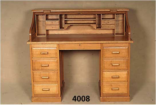 RollbÜro, Holland, im Stil von 1910, Eiche massiv, Eichefurnier, Rollteil geschwungen, ausziehbar, Unterteil mehrere Schubladen, ca. 110x126x66 cm