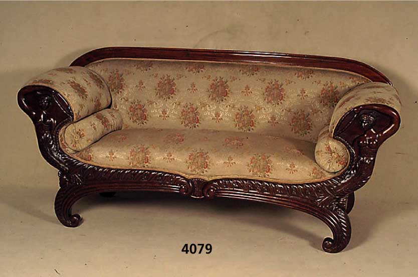 Sofa, deutsch, um 1830/40, Mahagoni massiv, teils furniert, SpÄtbiedermeier, Armlehnen dekoriert mit Frauenfiguren, sehr schÖne ...