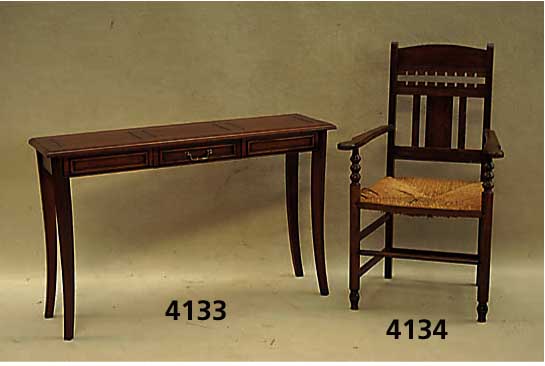 Armlehnstuhl, Friesland, wohl Worpswede, Buche massiv, dunkel gebeizt, Binsengeflecht original, wohnfertig, ca. 106x65 cm, Sh. ca. 47 cm, St. ca. ...