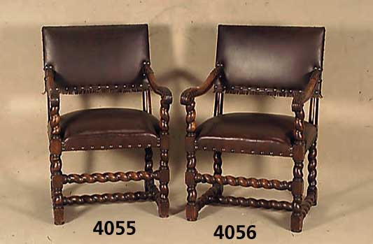 Armlehnsessel, deutsch, um 1900, Eiche massiv, schÖne Drechselarbeit, Lederbezug und Polsterung um 1970 erneuert, diese in gutem Zustand, leichte ...