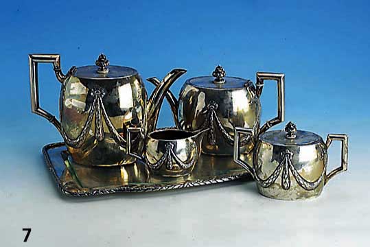 Kaffee-/Teeset, Belgien/deutsch um 1910, 800er Silber, Vertreiber Heisler Mannheim (eine der angesehensten Firmen in Mannheim bis zum 2. WK), ...
