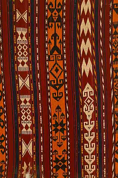 Decke, Gilzai-Nomaden, um 1940, Wolle auf Wolle, ca. 140 x 113 cm, SchÄtzwert: 650.- EURO, EHZ: 4, RÄnder beschÄdigt
