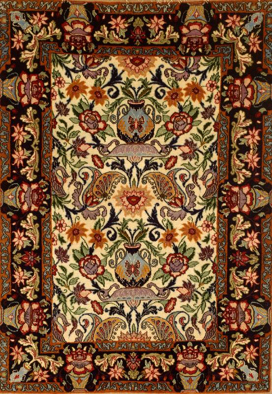 Esfahan fein, Persien, ca. 20 Jahre, Korkwolle mit und auf Seide, ca. 115 x 80 cm, ca. 800.000 Kn/qm, EHZ: 2