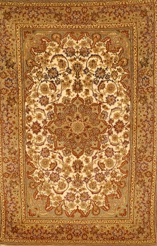 Esfahan, Persien, ca. 30 Jahre, Korkwolle auf Seide, ca. 161 x 114 cm, SchÄtzwert: 3500.- EURO, ca. 900.000 Kn/qm, EHZ: 2