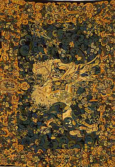 Wandbehang Blaue Symphonie, KunstwerkstÄtte Rosel, ca. 70 Jahre, ca. 176 x 127 cm, SchÄtzwert: 1900.- EURO, EHZ: 2