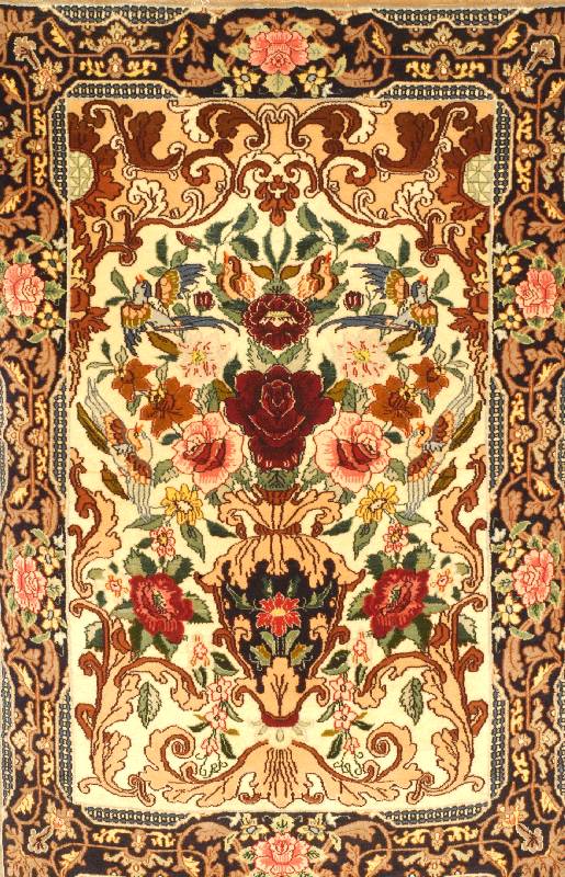Esfahan fein, Persien, ca. 10 Jahre, Korkwolle mit und auf Seide, ca. 105 x 70 cm, SchÄtzwert: 950.- EURO, ca. 900.000 Kn/qm, EHZ: 1-2