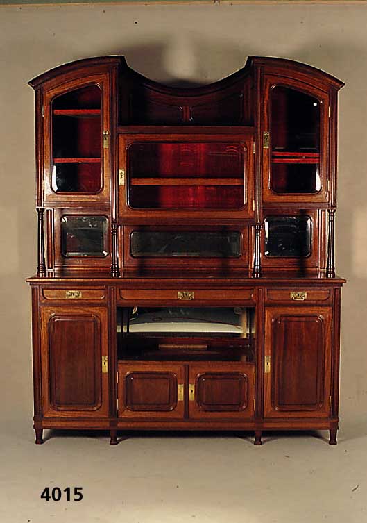 Hochherrschaftlicher Prunkaufsatzschrank, Belgien, um 1900/05, Korpus Eiche und Buche massiv, verschiedene EdelhÖlzer, komplett auf Rahmen ...