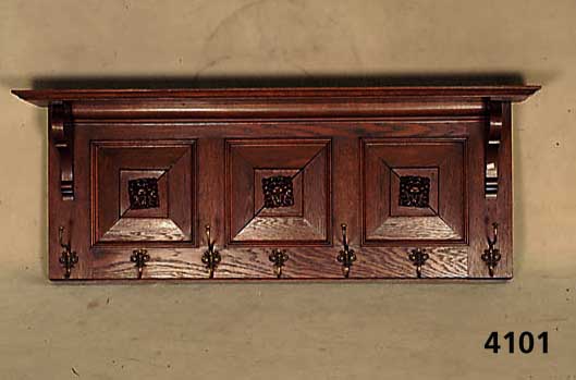 HÄngegarderobe, Holland, um 1880, Eiche massiv, LÖwenkopfverzierung, 7 AufhÄngehaken, original, ca. 52x133x25 cm