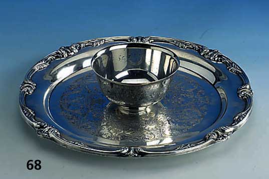 Saucen- und FrÜchteschale, Silber plated, USA, New York, um 1900/10, WM Rogers, grav., Barockstil, schwere Ausf., l. Gebr.-Sp.