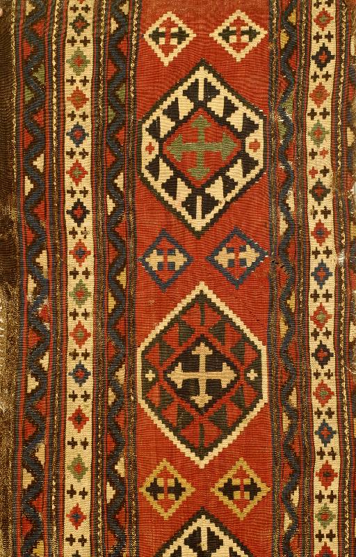 Kelim (Seitenteil Kinderwieg, Kaukasus, um 1890, Wolle auf Wolle, ca. 153 x 57 cm, SchÄtzwert: 850.- EURO, EHZ: 4