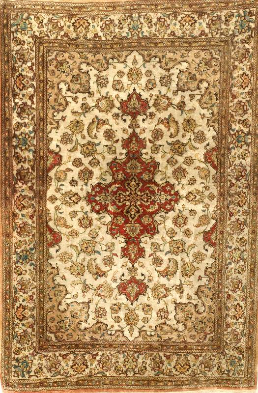 Ghom Seide, Persien, ca. 30 Jahre, reine Naturseide, ca. 155 x 104 cm, SchÄtzwert: 1100.- EURO, kl.Wasserschaden, EHZ: 2