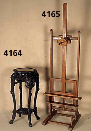 Kunstmalerstaffelei, deutsch, um 1910, Weichholz/Hartholz, hÖhenverstellbar, Fach fÜr Farben, fÜr den fortgeschrittenen AnfÄnger beim Ölmalen ...