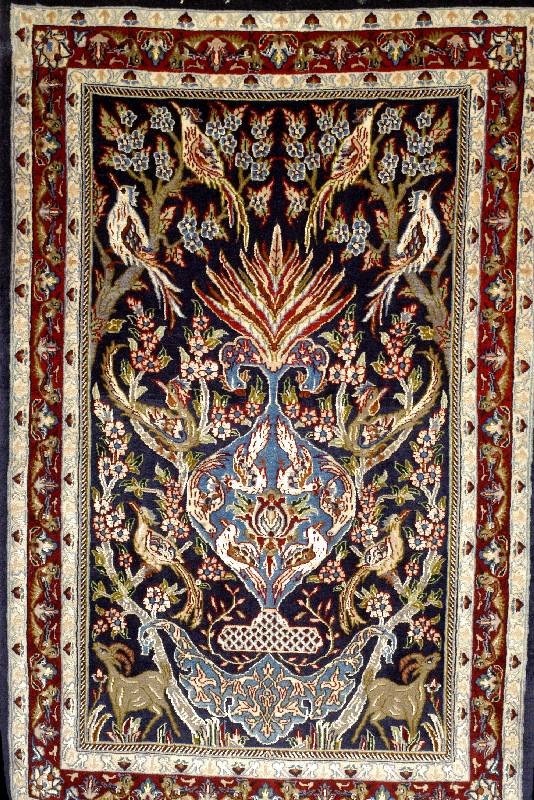 Esfahan fein, Persien, ca. 10 Jahre, Korkwolle mit und auf Seide, ca. 107 x 70 cm, SchÄtzwert: 1150.- EURO, ca. 1,0 Mio. Kn/qm, EHZ: 1-2