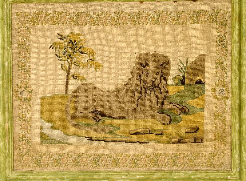 Stickerei, Deutschland, um 1860, Wolle auf Baumwolle, ca. 62 x 50 cm, SchÄtzwert: 900.- EURO, EHZ: 2