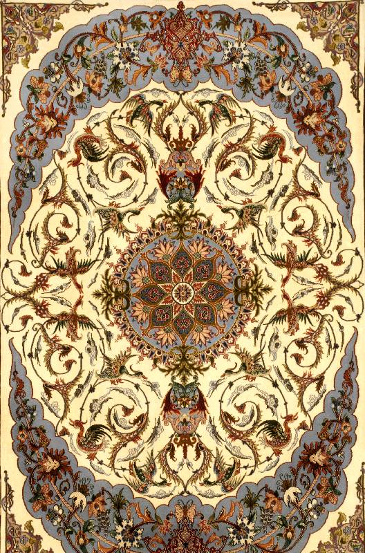 Esfahan fein, Persien, 15 Jahre, Korkwolle mit und auf Seide, ca. 178 x 110 cm, SchÄtzwert: 3400.- EURO, ca. 1,0 Mio. Kn/qm EHZ.1-2. Edler und ...