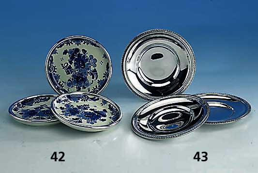 6 Knabbertellerchen, 925er Silber, Italien, massive Ausf., ca. 665 g, Akanthusbanddekor, D ca. 12 cm