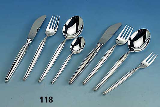 WMF-Besteck fÜr 6 Personen, 800er Silber, best. aus: 6 Messer (Griffe gefÜllt, Klingen Stahl), 6 Gabeln, 6 LÖffel, 6 KaffeelÖffel und 6 ...