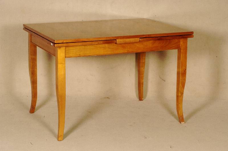 Ausziehtisch, Biedermeierstil, Birke massiv, unter Verwendung alter Teile, wohnfertig, ca. 81x120x85 cm, Ausgezogen 220 cm