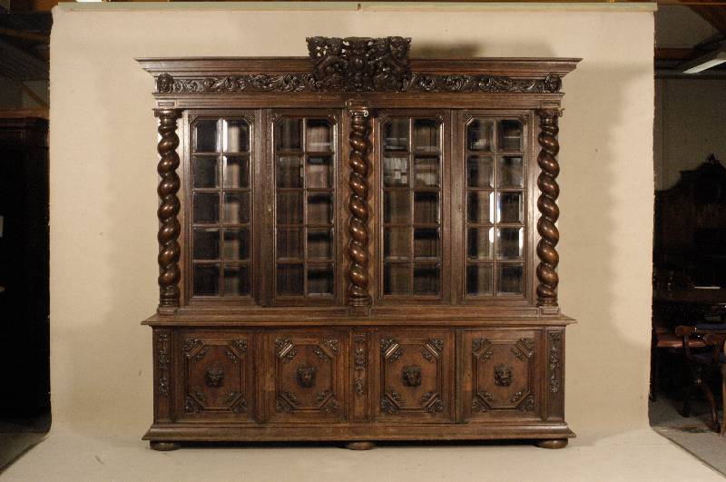 BÜcher- bzw. Vielzweckschrank, deutsch, um 1900/10, komplett auf Rahmen gearbeitet, hohe handwerkliche QualitÄt, in sich doppelt bzw. 3-fach ...