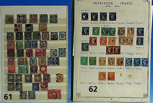 Briefmarken, Frankreich, eine Collektion von 84 Marken aus dem klassischen breich, Katalognummer 3 bis 106 auf alten AlbenblÄttern, ...