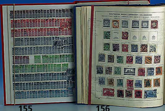 Briefmarken, Deutschland ab 1945, vollgestopftes dickes Steckbuch, beginnend bei den kontrollrats- Ausgaben Über Am-Post, Bizone bis 1970, ...