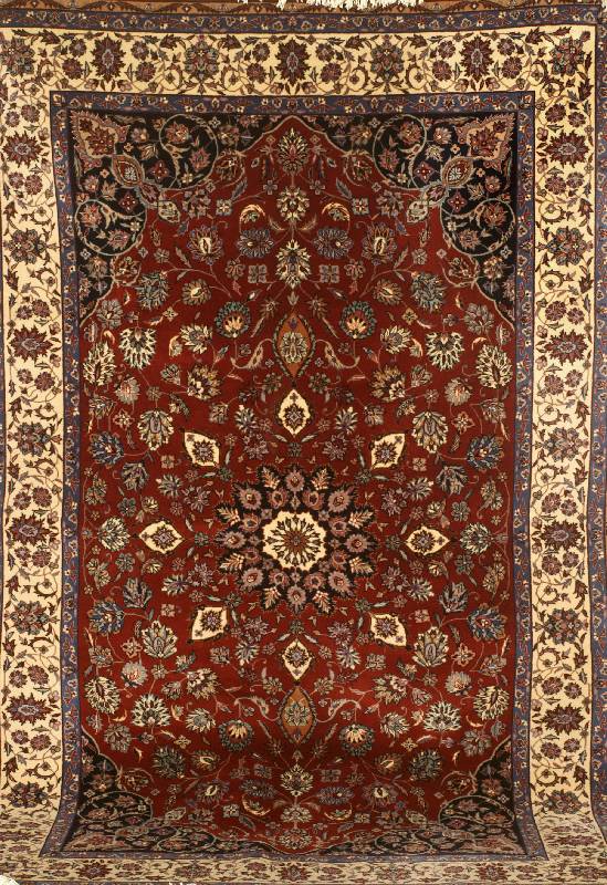 Esfahan Fein, China, neuwertig, Korkwolle, ca. 245 x 160 cm, SchÄtzwert: 2200.- EURO, EHZ: 1-2