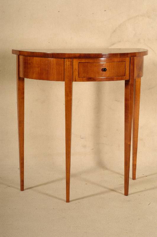 Konsolentisch, Biedermeierstil, Kischbaum massiv, poliert, nach altem Vorbild von 1820/30, 1 Schubalde, gute Verarbeitung, unter Verwendung alter ...