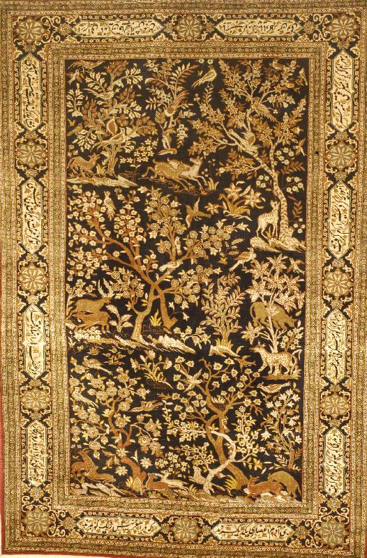 Ghom Seide fein, Persien, ca. 45 Jahre, reine Naturseide, ca. 213 x 142 cm, SchÄtzwert: 3500.- EURO, EHZ: 2