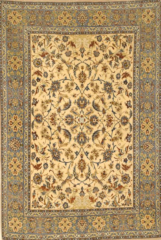 Esfahan fein, Persien, ca. 40 Jahre, Korkwolle mit und auf Seide, ca. 154 x 105 cm, SchÄtzwert: 3800.- EURO, EHZ: 2