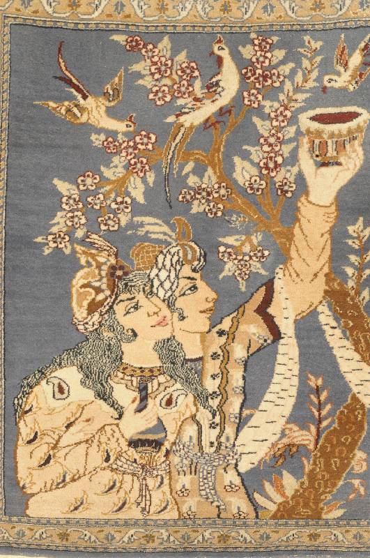 Ghom, Persien, ca. 60 Jahre, Flor Wolle mit Seide, ca. 82 x 70 cm, SchÄtzwert: 600.- EURO, EHZ: 2