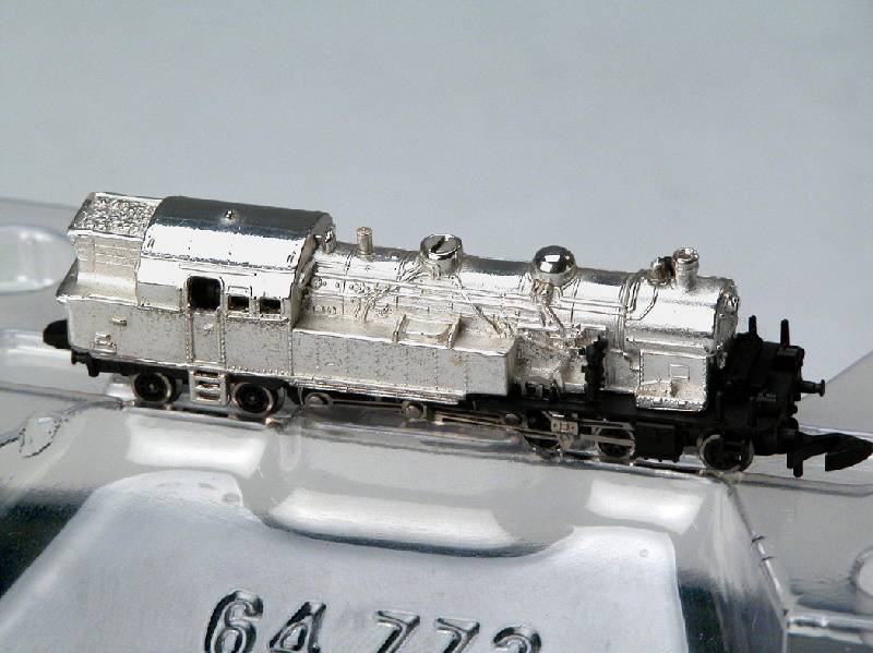 MÄrklin Lokomotive 8814, Spur Z, 925er Sterling Silber, Sonderedition 20 Jahre mini-club 1992, gegossen und handpoliert, mit Zertifikat und orig. ...