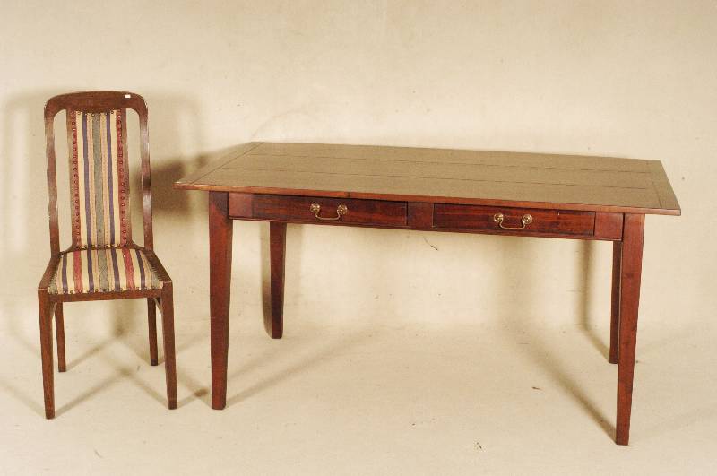 4 HochlehnstÜhle, deutsch, um 1900, Eiche massiv, schÖne klassizistische Form, typisch aus der Zeit, Polsterung und Bezug erneuert, wohnfertig, ...