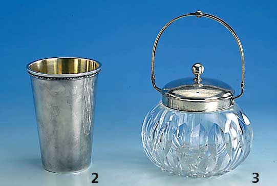 Bechervase, 830er Silber innenvergoldet, Schweden, glatte Form, H ca. 15 cm, ca. 350 g