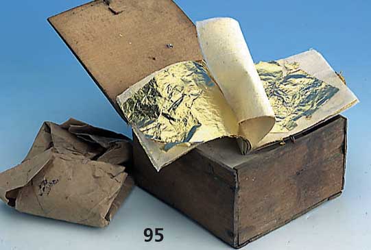 Konvolut Blattgold und Blattsilber, reichhaltig