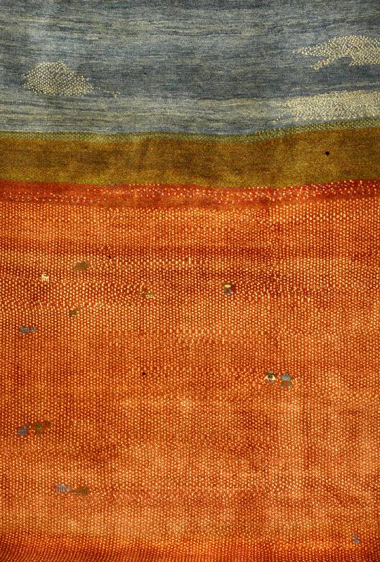 Gabbeh, Persien, ca. 10 Jahre, Wolle auf Wolle, ca. 275 x 200 cm, Schätzwert: 1350.- EURO. Darstellung einer Landschaft (Selten bei Gabbeh ...