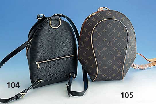 LOUIS-VUITTON-Rucksack, schwarzes Leder, Borkenstruktur, neuwrtig, H ca. 29 cm