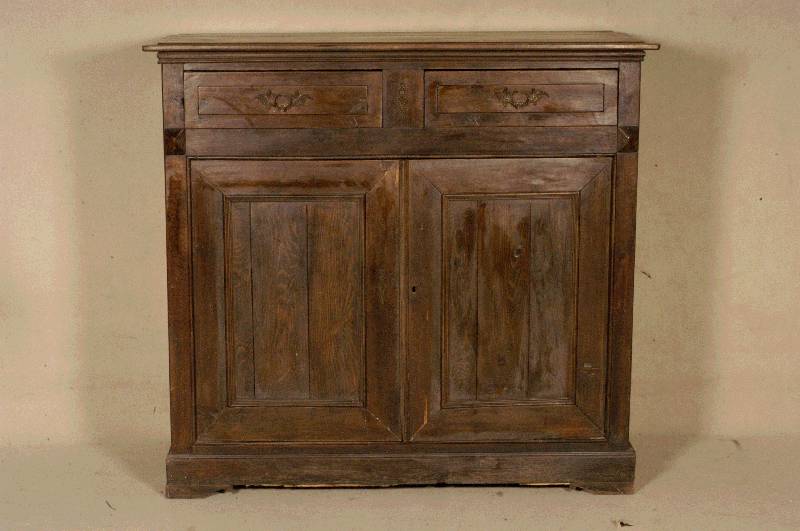 Vielzweckschrank, deutsch, um 1900, Weichholz, dunkel gebeizt, Bauart wie Vertiko, 2 SchÜbe im Kopfteil, 2-tÜrig, EinlegebÖden sekundÄr, ...