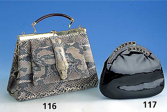 Handtasche aus Netzpython, hervorragende Verarbeitung, 2 InnenfÄcher (1 x mit Reiß- verschluß), 1 aufgelegte Außentasche, Ver- schluß ...
