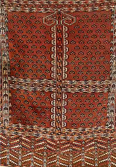 Yamut Engsi, Torkmanestan, um 1920, Wolle auf Wolle, ca. 160 x 140 cm, Schätzwert: 2200.- EURO, EHZ: 3
