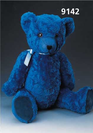 Großer Schuco-BÄr, ca. 80er Jahre, blauer Mohair, limitierte Auflage von 333 StÜck, hier No. 82, mit Spieluhr im Innern, Fkt. nicht geprÜft, ...