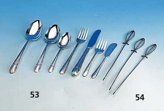 6 Fleischspieße, 835er Silber, L. ca. 25 cm